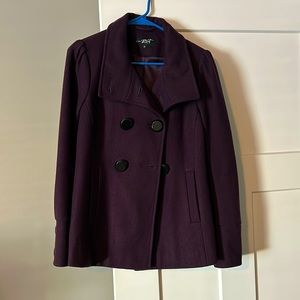 Black Rivet Deep Purple Peacoat - M